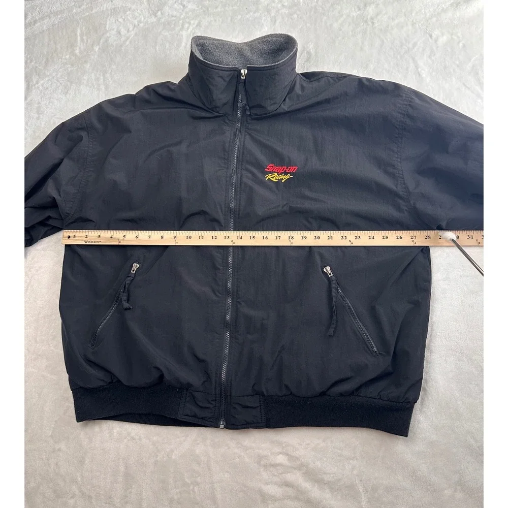 Snap-on Racing Jacket Mens XXL Black Fleece Lined Full Zip Bomber Vintage Style